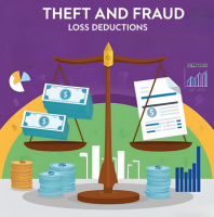 image of a balancing scale with paper and money. The text "theaft and Fraud" is above. 